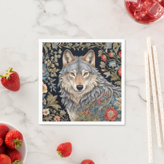 ノーブルグレーウルフウィリアムインスパイアモリス スタンダードカクテルナプキン (インサイチュ)