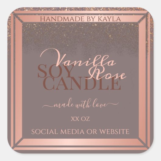 ノーブルグレー製品パッケージングラベルバラ金ゴールド スクエアシール (正面)