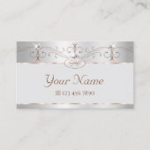 ノーブルシルバーバラスパークル華美ダイヤモンドイニシャル 名刺 (正面)