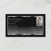 ノーブルシルバーフレーム黒グラデーションシック写真付き 名刺 (裏面)
