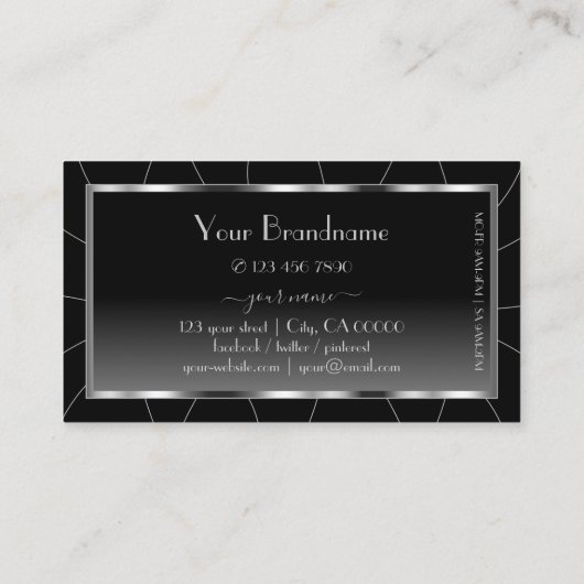 ノーブルシルバーフレーム黒グラデーション付きロゴラックス 名刺 (裏面)