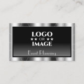 ノーブルシルバーフレーム黒グラデーション付きロゴラックス 名刺 (正面)