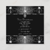 ノーブルシルバー白黒華美オーナメントイニシャル スクエア名刺 (裏面)