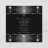 ノーブルシルバー白黒華美オーナメントモノグラム スクエア名刺 (裏面)