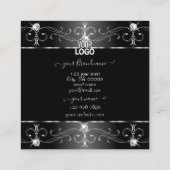 ノーブルシルバー白黒華美オーナメント追加ロゴ スクエア名刺 (裏面)