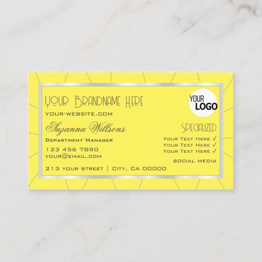 ノーブルダイヤモンド&ロゴ付きイエローフレームとシルバーフレーム 名刺 (裏面)