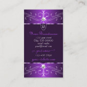 ノーブルダークパープル薄紫華美オーナメントモノグラム 名刺 (裏面)