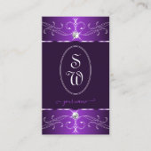 ノーブルダークパープル薄紫華美オーナメントモノグラム 名刺 (正面)
