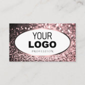 ノーブルバラピンクと白スパークルグリッター追加ロゴ 名刺 (正面)