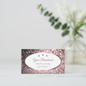 ノーブルバラピンクアンドホワイトスパークルグリッタージュエリー 名刺 (スタンド正面)