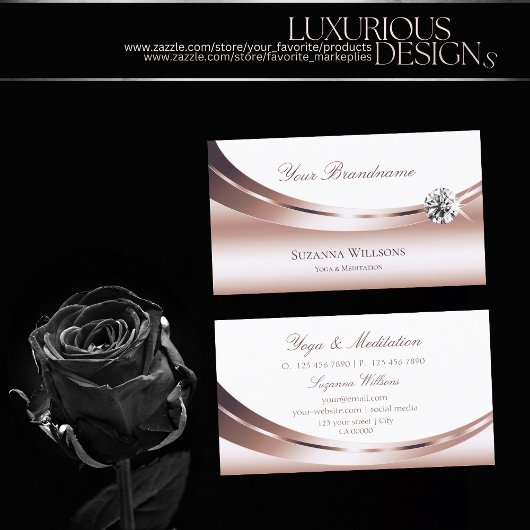 ノーブルバラ金ゴールドとホワイトスパークルダイヤモンド 名刺