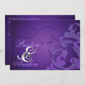 ノーブルパープルスクロールパープル旋回招待状 招待状 (正面/裏面)