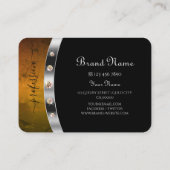 ノーブルブラックとシルバー、イニシャルRhinestones 名刺 (裏面)