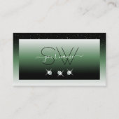 ノーブルブラックグリーングラデーションスパークルダイヤモンドイニシャル 名刺 (正面)
