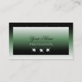 ノーブルブラックグリーングラデーションスパークルダイヤモンドエレガント 名刺 (正面)