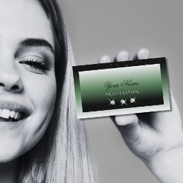 ノーブルブラックグリーングラデーションスパークルダイヤモンドエレガント 名刺