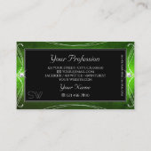 ノーブルブラックグリーン華美スパークルダイヤモンドイニシャル 名刺 (裏面)