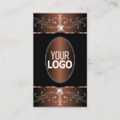 ノーブルブラックコーヒーブラウン華美オーナメントとロゴ 名刺 (正面)