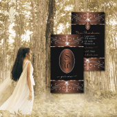 ノーブルブラックコーヒーブラウン華美オーナメントイニシャル 名刺