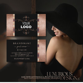 ノーブルブラックバラ金ゴールドグリッター装飾品（ロゴ付き） 名刺