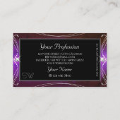 ノーブルブラックパープル華美スパークルジュエリーイニシャル 名刺 (裏面)