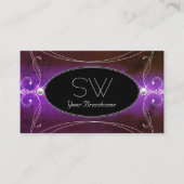 ノーブルブラックパープル華美スパークルジュエリーイニシャル 名刺 (正面)