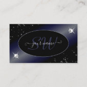 ノーブルブラックブルーグリッタースターズダイヤモンドイニシャル 名刺 (正面)