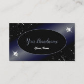 ノーブルブラックブルーグリッタースターズダイヤモンドエレガント 名刺 (正面)