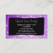 ノーブルブラックラグジュアリーパープルグラデーションきらめくグリッター 名刺 (裏面)
