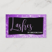 ノーブルブラックラグジュアリーパープルグラデーションきらめくグリッター 名刺 (正面)