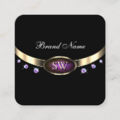 ノーブルブラック金ゴールドパープルマーブルダイヤモンド スクエア名刺 (正面)