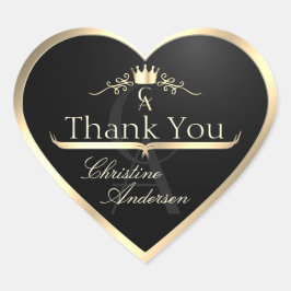 ノーブルブラック(高級黒) ゴールドフレーム&モノグラム 感謝 ハートシール