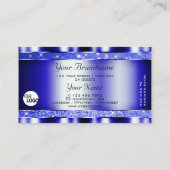 ノーブルブルー発光グリッター輝く星とロゴ 名刺 (裏面)