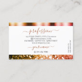 ノーブルホワイトオレンジピンクきらめくグリッターシメリー 名刺 (裏面)