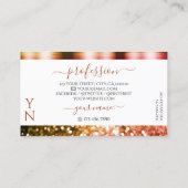 ノーブルホワイトオレンジピンクきらめくグリッターモノグラム 名刺 (裏面)