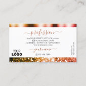 ノーブルホワイトオレンジピンクきらめくグリッター追加ロゴ 名刺 (裏面)