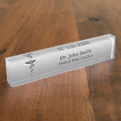 ノーブルメディカルエレガントクラス白黒カドゥセウス デスクネームプレート (側面)