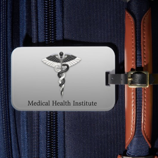 ノーブルメディカルエレガントクラス白黒カドゥセウス ラゲッジタグ (正面インサイチュ4)