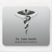 ノーブルメディカルエレガント白黒カドゥセウス教室 マウスパッド (正面)