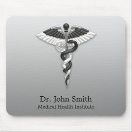 ノーブルメディカルエレガント白黒カドゥセウス教室 マウスパッド