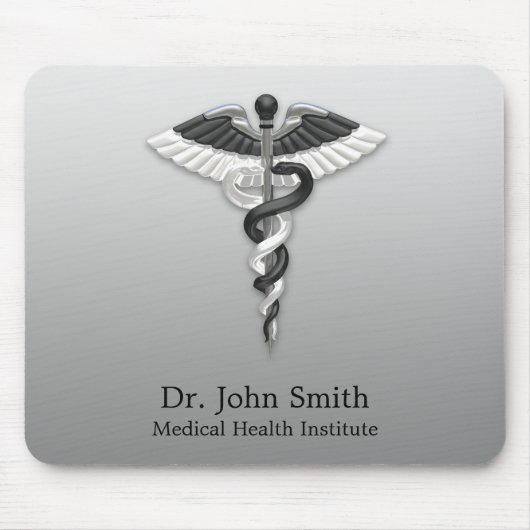 ノーブルメディカルエレガント白黒カドゥセウス教室 マウスパッド (正面)