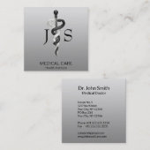 ノーブルメディカルクラシーエレガント白黒アスクレピオス スクエア名刺 (正面/裏面)