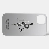 ノーブルメディカルクラシーエレガント白黒アスクレピオス Case-Mate iPhoneケース (裏面 (横))