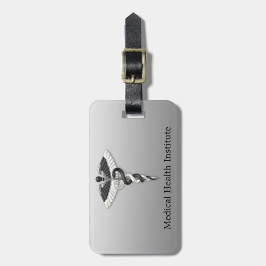 ノーブルメディカルクラスエレガント白黒カドゥセウス ラゲッジタグ (正面縦)