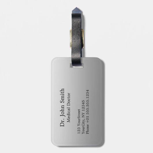 ノーブルメディカルクラスエレガント白黒カドゥセウス ラゲッジタグ (裏面縦)