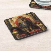 ノーブルメーンクーンキャット玉座アートプリント コースター (左側)