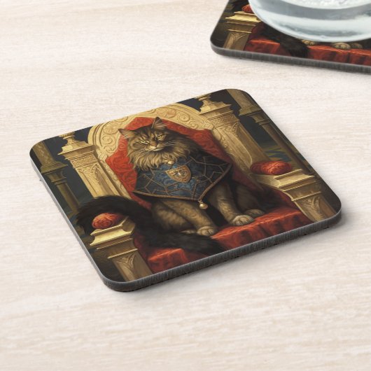 ノーブルメーンクーンキャット玉座アートプリント コースター (左側)
