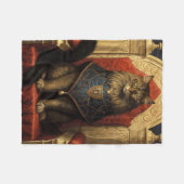 ノーブルメーンクーンキャット玉座アートプリント フリースブランケット (正面(横))