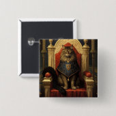 ノーブルメーンクーンキャット玉座アートプリント 缶バッジ (正面&裏面)