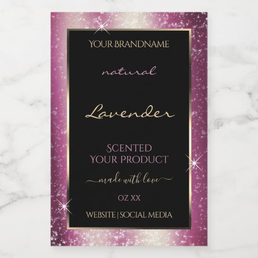 ノーブルラベンダースパークルグリッター枠製品ラベル フードラベル (シングルラベル)